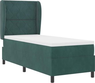 vidaXL Box Spring Bed with Mattress Dark green 80 x 200 cm Velvet Vidaxl
