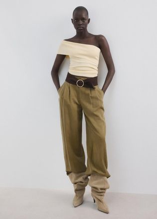 Mango Top maglia spalle scoperte vaniglia - Donna - XXS - MANGO