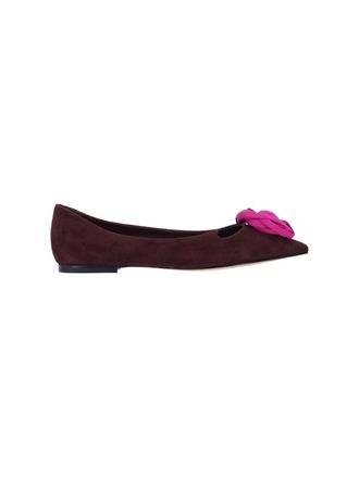Roger Vivier Brown Rose Vivier Suede Flats