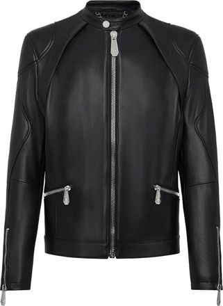 Philipp Plein Jassen, Heren, Zwart, L, Leer, Leren Jas