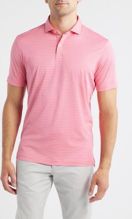 Johnnie-O Beau Stripe Performance Polo in Pink Lemonade at Nordstrom, Size Xx-Large