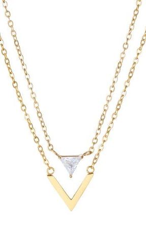 Adornia Set of 2 18K Gold Plated Cubic Zirconia Pendant Necklaces at Nordstrom Rack