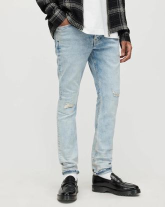 AllSaints Cotton Cigarette Damaged Skinny Jeans, Size: 28/L32