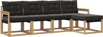 vidaXL Conjunto De Sof&aacute;s De Exterior 5 Uds. Blanco Y Negro Vidaxl