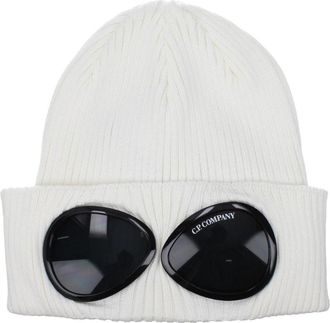 C.P. Company Goggle Beanie - Heren - Hoeden - Wit - ONE Size - Katoen - Accessoires
