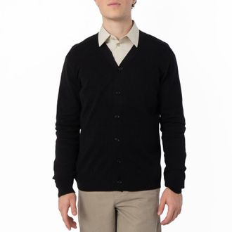 Burberry V-Neck Wool Knit Cardigan, Size X-Large