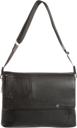 Piquadro Leren Messenger Tas Laptop Zwart Mannen - Heren - Schoudertassen - Zwart - ONE Size - Leer - Tassen