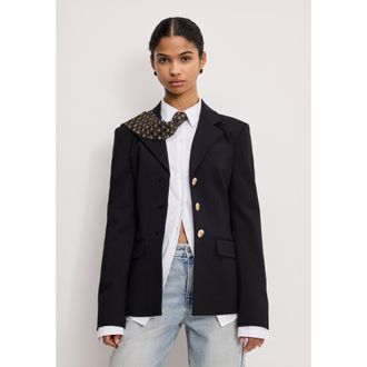 Good American Womens Soft Stretch Ponte Classic Blazer | Black, Size Medium | Good American by Khlo&Egrave; Kardashian