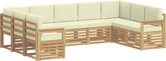 vidaXL Conjunto De Sof&aacute;s De Exterior 7 Uds. Blanco Y Crema Poli&eacute;ster Vidaxl
