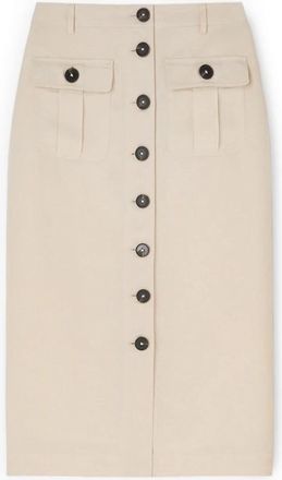 Motivi Midi Pencilrok van Linnenmix - Dames - Midirokken - Beige - S - Linnen - Rokken