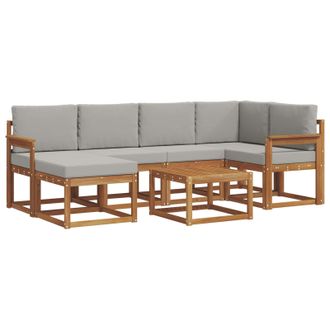 vidaXL Conjunto De Sof&aacute;s De Exterior 7 Pcs Gris Natural Y Claro Vidaxl