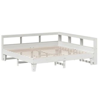 Berkfield Home Decorative Bookcase Bed without Mattress White 200x200cm Solid Wo | Size: 200x200 cm