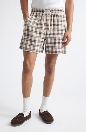 Phipps Kennedy Plaid Cotton Flannel Shorts in Sand Plaid at Nordstrom, Size X-Large