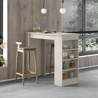 Decortie Swallow Modern Kitchen Bar Table with Storage 102cm in Light Sand | Size: 1 Pack