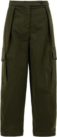 Aspesi Militaire Stijl Broek - Dames - Straight fit broeken - Groen - S - Katoen - Broeken