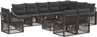 vidaXL Conjunto De Sof&aacute;s De Jard&iacute;n 11 Uds. Gris Rat&aacute;n Sint&eacute;tico Vidaxl