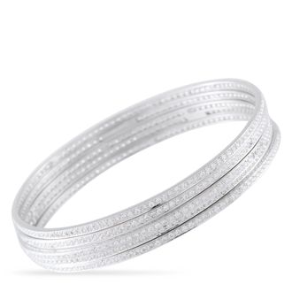 Luxury Bazaar 18K White Gold Diamond 6.50ct Bangle Bracelet Set MF19-090226