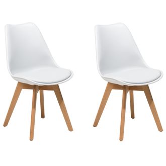 Beliani Beliani - Conjunto De 2 Sillas De Comedor Blanco Madera Clara Material Sint&eacute;tico Dakota Ii