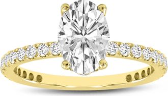 LuvMyJewelry Eliana 14K Yellow Gold Oval Lab Grown Diamond Hidden Halo Engagement Ring - 2.08 Ct