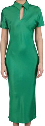 Kiton Donna Silk Overcoat - Dames - Casual kleedjes - Groen - S - Leer - Kleedjes