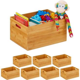 Relaxdays Relaxdays - Caja Almacenaje Bamb&uacute;, Estable, Abierta, Almacenamiento Sin Tapa, Para Ba&ntilde;o, Cocina, 14 X 30 X 20 Cm, Natural