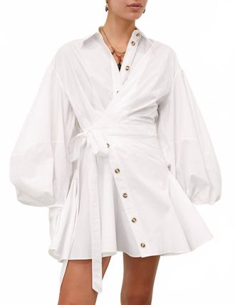 Zimmermann Rebellion Poplin Mini Dress In Ivory