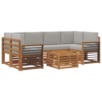 vidaXL Conjunto De Sof&aacute;s De Exterior 7 Pcs Gris Natural Y Claro Vidaxl