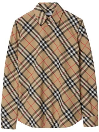 Burberry Check Cotton Shirt-Donna