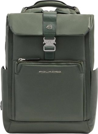 Piquadro Leren 15.6 Laptop Reistrolley Rugzak met Trolleyband - Heren - Rugzakken - Groen - ONE Size - Leer - Tassen