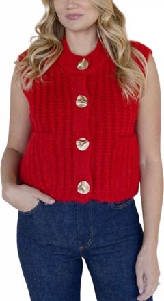 Velvet Heart Chunky Knit Sweater With Accent In Red