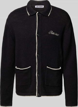Review Strickjacke mit Umlegekragen und Knopfleiste in Black, Größe XXL