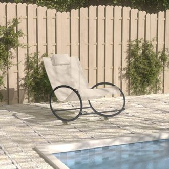 vidaXL Tumbona Con Almohada Acero Y Textilene Crema Vidaxl