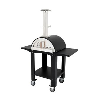 MonsterShop Fresh Grills Free Standing Extra Large Pizza Oven with Prep Stations in Black