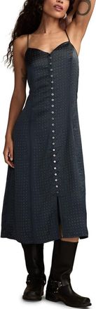 Lucky Brand Embellished Button-Up Midi Dress in Blue at Nordstrom, Size Xx-Large