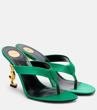 Saint Laurent Opyum Cassandre cr&ecirc;pe satin thong sandals