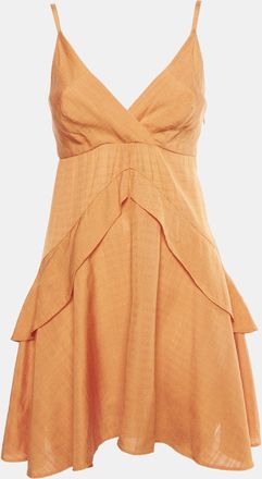 Sandro Orange Crepe Ruffle Gisele Mini Dress