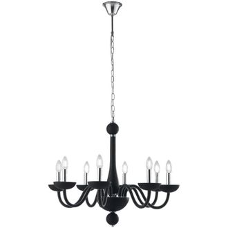 Fan Europe Fan Europe - Lampadario a sospensione alfiere nero in vetro soffiato a otto luci