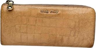 Miu Miu Pre-owned Leather Wallet - Dames - Vintage Accessoires - Bruin - ONE Size - Leer - Vintage