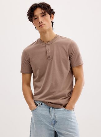 Le 31 Mens Soft jersey Henley Shirt T-shirt Standard fit