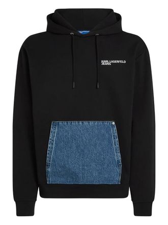 Karl Lagerfeld Hooded Sweatshirt with Denim Patch Pocket