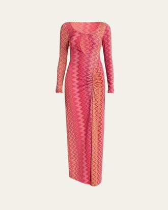 ワンピース MISSONI MULTICOLOR GREEK\" CHEVRON WITH LUREX 14 GG\" Missoni Multicolor Long Dress With Greek Motif In Lurex