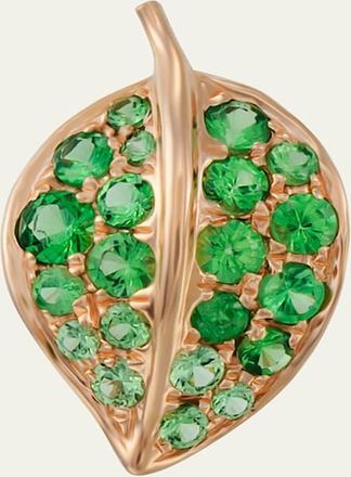 Mio Harutaka 18k rose gold leaf single left earring with green garnet