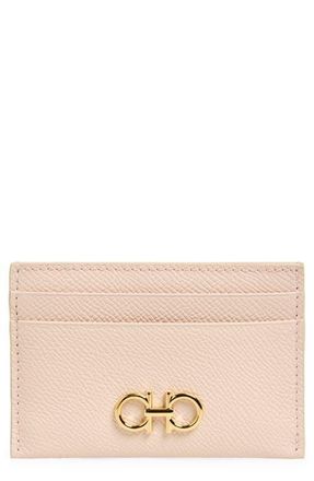 Ferragamo Gancini Leather Card Case in Ballet/Macaron at Nordstrom