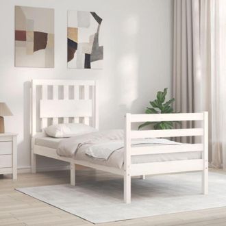 vidaXL Estructura De Cama Individual Con Cabecero Madera Maciza Blanco Vidaxl