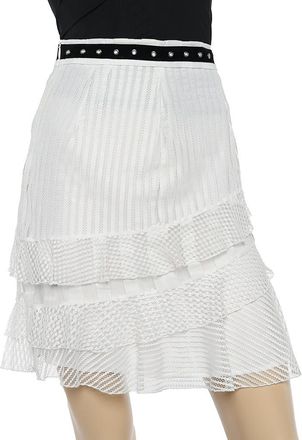 Just Cavalli White Lace Overlay Ruffle Tiered Skirt