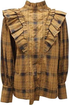 Ganni Butternut Zip Back Shirt - Dames - Blouses - Groen - M - Overhemden
