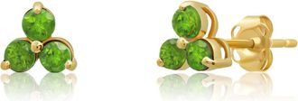 MAX + STONE 14k White or Yellow Gold Small Gemstone Trio Round Stud Earrings