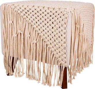 Wanderlust Deco Puff De Algod&oacute;n Trenzado Color Crema 45x45x45