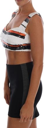 Dolce & Gabbana Womens Multicolor Sequined Stretch Bustier Top Wool