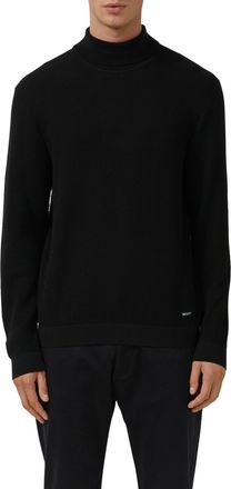 s.Oliver Rollkragenpullover S.OLIVER, Herren, Gr. XXL, schwarz, Strick, Obermaterial: 100% Baumwolle, unifarben, regular fit normal, ohne Ausschnitt, Rippb&uuml;ndc